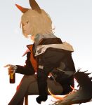  animal_humanoid beverage_can bottomwear can canid canid_humanoid canine canine_humanoid clothing container crossed_legs female fox_ears fox_humanoid fox_tail holding_can holding_container holding_object humanoid jaana_kettu jacket mammal mammal_humanoid shorts side_view simple_background sitting solo sugayahiro1211 topwear white_background 
