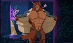  alley anthro beard breath building bulge canid canine canis facial_hair flashing graffiti greeneyedwolfking grin hi_res looking_at_viewer male mammal muscular navel nipples pecs pubes public smile solo were werecanid werecanine werewolf wolf 