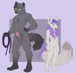  anthro bdsm bondage bound canid canine canis dominant fluffy fluffy_tail fox furry hi_res mammal model_sheet rope scar shibeari submissive wolf 
