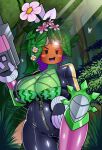  big_breasts blaster_master bodysuit breasts camel_toe chacrawarrior cleavage clothed clothing elemental_creature elemental_humanoid female flora_fauna gun hi_res holding_gun holding_object holding_weapon huge_breasts humanoid kanna_(blaster_master) looking_at_viewer not_furry open_mouth open_smile plant plant_humanoid ranged_weapon skinsuit smile smirk solo tight_clothing video_games weapon 