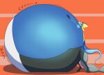  anthro belly belly_expansion belly_inflation big_belly blue_body bodbloat expansion hose hyper hyper_belly immobile inflation inteleon male nintendo onomatopoeia pok&eacute;mon pok&eacute;mon_(species) signature simple_background solo sound_effects text video_games water_inflation yellow_frill 