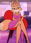  animated anthro canid canine clothed clothing crossed_legs diane_foxington dreamworks female flashing fox hi_res leg_cross mammal panties panty_shot short_playtime solo sunnyhoneybone the_bad_guys underwear 
