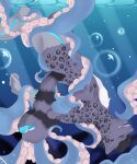  absurd_res anthro bubble danny_wolfdatian fur hi_res male robotic_arm robotic_leg rosettes solo sun_rays tail_mouth tentacles underwater unusual_anatomy unusual_tail vaikus water white_body white_fur 