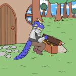  anthro building comic dragon dragonborn dungeons_and_dragons forest gold hasbro hi_res history house invalid_tag kobold lobi_top male male/male melee_weapon plant solo sword tree weapon wizards_of_the_coast 