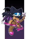  absurd_res anthro big_breasts breasts chiropteran cleavage clothed clothing female fishnet fishnet_armwear fishnet_clothing fishnet_legwear hi_res katana legwear looking_at_viewer mammal mask melee_weapon ninja omegasunburst ranged_weapon reverse_grip rouge_the_bat sega shuriken skimpy solo sonic_the_hedgehog_(series) sword warrior weapon wings 