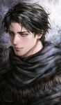  1boy artist_name black_hair commentary elden_ring english_commentary grey_eyes highres mabotnb male_focus portrait short_hair signature smile solo tarnished_(elden_ring) 