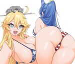  2girls american_flag american_flag_bikini american_flag_print ass ass_focus azur_lane bikini blonde_hair blue_eyes blue_hair breasts car car_interior english_commentary flag_print flag_print_bikini he_wants_to_order_(meme) highres iowa_(kancolle) jaggi_95 kantai_collection large_breasts lying_on_person mcdonald&#039;s meme motor_vehicle multiple_girls new_jersey_(azur_lane) print_bikini selfie star-shaped_pupils star_(symbol) steering_wheel swimsuit symbol-shaped_pupils transparent_background vehicle_interior yellow_eyes 