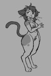  anthro black_and_white breasts butt digit_ring domestic_cat droopy_eyes ears_down felid feline felis female hair half-closed_eyes jewelry kimchi_(wonderslug) looking_at_viewer mammal messy_hair monochrome narrowed_eyes nude open_mouth open_smile pivoted_ears potbelly pubes raised_tail ring simple_background smile solo thick_thighs tired wedding_ring whiskers wide_hips wonderslug_(artist) 