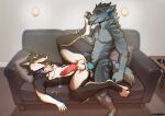 anal anal_orgasm anal_penetration animal_genitalia animal_penis balls big_penis blue_markings blue_nipples blue_penis blue_tongue bodily_fluids canid canine canine_genitalia canine_penis canis cum cum_in_ass cum_inside cum_while_penetrated duo ejaculation eye_contact eyebrows_(marking) facial_markings feet foot_fetish foot_lick foot_play from_front_position fur furniture genital_fluids genitals grey_balls grey_body grey_fur hands-free head_markings hi_res hung_bottom inside itssilverhoof knot knotted_penis leg_grab licking looking_at_another looking_at_partner lying male male/male mammal markings missionary_position multicolored_body multicolored_fur muzzle_(marking) nipples on_back on_sofa orgasm pawpads paws penetration penile penile_penetration penis penis_in_ass sex sheath sofa striped_body striped_fur striped_markings stripes tongue tongue_out underbelly white_balls white_markings wolf