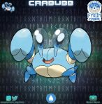  artist_name blue_skin character_name colored_skin crab fakemon instagram_logo instagram_username logo looking_at_viewer mykel_ryan no_humans open_mouth original pokemon pokemon_(creature) runes solo twitter_logo twitter_username youtube_logo youtube_username 