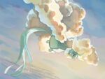  altaria animal_focus bird bird_tail blue_skin blue_sky colored_skin commentary_request fluffy flying fusenryo mega_altaria mega_pokemon no_humans outdoors pokemon pokemon_(creature) pokemon_focus sky tail wings 