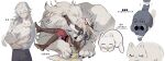  1boy animal cat chinese_clothes closed_eyes full_body hair_over_one_eye highres holding holding_animal holding_cat honkai:_star_rail honkai_(series) jing_yuan lion long_hair male_focus mississipping multiple_views pants ponytail red_pants simple_background sleeping upper_body white_hair yellow_eyes 