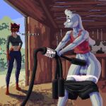 accidental_cum_inside angry anthro aroused balls_deep bodily_fluids bottomwear bottomwear_down canid canine caught caught_in_the_act caught_masturbating caught_while_cumming clothed clothed_female clothed_male clothed_masturbation clothing cum cum_in_tube farm female femboy fox genital_fluids hi_res improvised_sex_toy kayan_kord lagomorph leporid machine male mammal masturbation milking_cum milking_machine milking_machine_on_male outside_masturbation panties panties_down pants pants_down partially_clothed penetration penile penis_milking pulled_down_shorts rabbit solo_focus stuck_penis suction threatening underwear underwear_down white_clothing white_panties white_underwear