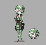 4_fingers anthro bandage bodily_fluids breasts damaged doll duo e254e featureless_feet feet female fingers gore green_hair gun hair hi_res machine melted_skin pain ranged_weapon red_eyes ryona solo submachine_gun suffering tears toy war weapon white_body wire wounded