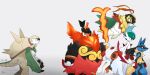  arm_blade bird black_fur blank_eyes blue_fur boar body_fur cape chesnaught claws colored_skin dot_pupils emboar feather-trimmed_capelet fire flaming_weapon gallade gold_mask green_hair hawlucha hidane_(natsume_hdn) highres holding holding_staff lizard lucario luchador luchador_mask mask mega_emboar mega_gallade mega_hawlucha mega_lucario mega_pokemon mega_scrafty mohawk multicolored_fur nostrils orange_fur orange_skin pants pokemon pokemon_(creature) red_eyes red_fur red_hair sagging_pants scrafty shedding shedding_skin spiked_shell spikes staff tail torn_clothes torn_hood torn_pants tusks v-shaped_eyes weapon white_cape white_fur white_hood white_pants white_skin wing_cape yellow_claws yellow_fur 