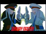  2boys azisaiharumaki56 black_coat black_hat blue_necktie brothers character_name coat commentary_request emmet_(pokemon) gloves grey_eyes grey_hair hat highres ingo_(pokemon) long_sleeves male_focus matching_outfits multiple_boys necktie parted_lips peaked_cap pokemon pokemon_bw shirt short_hair siblings symmetry white_coat white_gloves white_shirt 