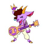  2022 2_horns alpha_channel anthro armband bass_guitar bovid brown_hair caprine clothed clothing colored costume digital_drawing_(artwork) digital_media_(artwork) digitigrade ear_piercing ear_ring eye_tattoo eyes_closed facial_piercing facial_tattoo fingers flat_colors fourteenandfours fur goat guitar hair hi_res hooved_fingers hooves horn kidden_eksis male mammal musical_instrument nose_piercing nose_ring open_mouth partially_clothed pendulum piercing playing_guitar playing_music plucked_string_instrument purple_body purple_fur purple_skin septum_piercing shaded simple_background smile solo standing string_instrument tattoo toony transparent_background wavy_hair 