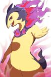  commentary_request fangs fire highres hisuian_typhlosion looking_at_viewer no_humans open_mouth outstretched_hand pokemon pokemon_(creature) purple_fire red_eyes sasaki_sue solo standing tongue 