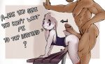  anthro bench bent_over big_dom_small_sub big_penis blue_eyes bottomless clothed clothing dominant duo floppy_ears fur genitals hot_dogging imminent_anal jim_bunny krimble lagomorph leporid lop_ears male male/male mammal nude penis rabbit raised_tail shirt size_difference tank_top text topwear white_body white_fur 