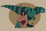 2_fingers 3_toes 4_fingers black_eyes black_hair blue_body bottomwear clothing dinosaur duo fang_(primal) fangs feet female feral fingers green_eyes hair hi_res human loincloth male mammal melee_weapon polearm prehistoric_species primal_(series) reptile saurischian scalie spear spear_(primal) tail teeth theropod tibbs toes tyrannosaurid tyrannosauroid tyrannosaurus weapon