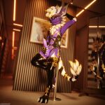 1:1 3d_(artwork) 4k absurd_res alternative_fashion animal_genitalia animal_penis anthro anthro_on_anthro armwear balls biped black_body black_clothing black_fur black_latex black_legwear black_thigh_highs blender_(artwork) blender_cycles_(artwork) canine_genitalia canine_penis claws clothing dancing depth_of_field digital_media_(artwork) dragonplayer erection fur genitals goth grey_body grey_fur hair harness hi_res inside knot latex latex_armwear latex_clothing latex_legwear latex_thigh_highs legwear looking_at_viewer male multicolored_body nardoragon on_one_leg open_mouth penis pole pole_dancing purple_body purple_fur purple_penis reflection slim slim_anthro slim_male smile solo standing tail talon_(talondragon) teasing teasing_viewer thigh_highs white_body white_fur yellow_body yellow_fur