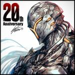  1boy armor assault_visor commentary_request full_armor happy_anniversary helmet highres k-suwabe male_focus milestone_celebration official_art signature solo taimanin_(series) taimanin_rpgx upper_body 