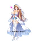  1girl alternate_costume aoi_nagisa_(metalder) arm_under_breasts blowing_kiss blue_eyes breasts bridal_veil bride commentary_request copyright_notice covered_navel dress elbow_gloves full_body gloves heart high_heels highres huge_breasts koukawa_asuka lace lace-trimmed_thighhighs lace_trim long_hair official_alternate_costume official_art second-party_source see-through_clothes see-through_midriff shoes simple_background standing taimanin_(series) taimanin_rpgx thighhighs veil very_long_hair wedding_dress white_background white_gloves white_thighhighs wide_hips 