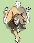  anthro female lycanroc mawgraw midday_lycanroc nintendo paws pok&eacute;mon pok&eacute;mon_(species) raised_paw solo transformation video_games 