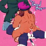 anal anal_penetration avian balls belly bird black_body black_feathers black_fur bodily_fluids brawl_stars canid canine canis cheese_hothot clothing colonel_ruffs_(brawl_stars) corvid corvus_(genus) crow crow_(brawl_stars) cum cum_drip cum_inside domestic_cat domestic_dog dripping erection feathers felid feline felis fellatio fur genital_fluids genitals good_boy group group_sex hands_on_legs hands_on_thighs hat headgear headpat headwear hi_res holding_head kit_(brawl_stars) long_ears long_tail looking_pleasured lying male male/male mammal nude oral orange_body orange_fur oscine passerine paws peaked_cap pecs penetration penile penis purple_background rear_view sex signature simple_background sitting_on_penis standing supercell_(company) tail teasing threesome trio vein veiny_penis