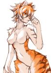  2022 absurd_res arknights black_body breasts chest_tuft featureless_breasts featureless_crotch felid female fur hair hi_res hypergryph mammal mid_knight777 multicolored_body multicolored_fur multicolored_hair navel nude orange_body orange_fur orange_hair pantherine portrait short_hair solo studio_montagne three-quarter_portrait tiger tuft video_games waaifu_(arknights) white_body white_fur white_hair 