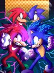  absurd_res anthro black_eyes blue_body blue_eyes blue_fur checkered_background classic_knuckles classic_sonic classic_sonic_(universe) clenched_teeth clothing duo echidna eulipotyphlan face_off footwear fur glaring gloves handwear hedgehog hi_res kayllacat knuckles_the_echidna lightning male mammal monotreme paramount_pictures pattern_background purple_eyes quills red_body red_fur sega shoes simple_background socks sonic_the_hedgehog sonic_the_hedgehog_(film) sonic_the_hedgehog_(series) sonic_the_hedgehog_2_(film) stare tan_body tan_skin teeth 