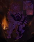  ambiguous_fluids andromorph anthro balls big_penis bodily_fluids campfire cave cave_background claws cum cum_inside duo fangs feather_hair feathered_crest feathered_wings feathers flabberd from_behind_position genital_fluids genitals hands_around_waist head_crest hi_res impregnation intersex intersex/male large_male larger_male long_tail male mane ovum penetration penis pseudo_hair sex size_difference sperm_cell tail tail_feathers tail_tuft teeth tuft underside_view vaginal vaginal_fluids vaginal_penetration wings 