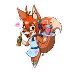  absurd_res anthro apron apron_only azural_cobaltros canid canine chibi clothed clothing digital_media_(artwork) female fox hair hi_res honey_(wowowow_juju) looking_at_viewer mammal mostly_nude skimpy solo 