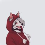  anthro canid canine canis clothing coat female helluva_boss hi_res loona_(helluva_boss) mammal open_mouth pawpsiclew red_sclera solo topwear wolf 