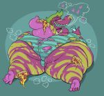 4_toes anthro big_butt bodily_fluids bong butt clothing drugs facial_piercing feet female floating_heart food gila_monster green_hair gulpspooky hair heart_symbol helodermatid huge_butt huge_hips huge_thighs lizard messy_hair nose_piercing obese obese_anthro obese_female overweight overweight_anthro overweight_female panties partially_clothed_anthro partially_clothed_female piercing pizza pizza_slice purple_body reptile samira_(agouti-rex) scalie sharp_teeth shirt smoking smoking_bong solo stripes sweat sweaty_butt sweaty_legs sweaty_tail sweaty_thighs tail teeth thick_tail thick_thighs toes topwear torn_clothing torn_panties torn_shirt torn_tank_top torn_topwear torn_underwear underwear wide_hips yellow_stripes