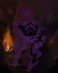  ambiguous_fluids andromorph anthro aven avian bird campfire cave cave_background claws duo fangs feather_hair feathered_crest feathered_wings feathers felid flabberd from_behind_position hands_around_waist head_crest hi_res hybrid implied_vaginal intersex intersex/male large_male larger_male lion long_tail male mammal mane pantherine pseudo_hair sex size_difference tail tail_feathers tail_tuft teeth tuft wings 