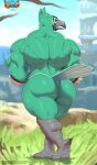  ambiguous_gender anthro avian big_butt blue_body butt chuchu duo feral fero_(greninjabutt) green_body looking_at_viewer looking_back looking_back_at_viewer male muscular nintendo nude pantheradraws pink_eyes rito solo_focus the_legend_of_zelda thick_thighs video_games 