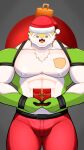  absurd_res bdsm big_bulge big_muscles bondage bound bulge chesnaught christmas christmas_clothing christmas_headwear clothing cute_fangs fan_character fluffy_chest gift hat headgear headwear hi_res holidays male marcelo_solava muscular nintendo nipples pok&eacute;mon pok&eacute;mon_(species) santa_hat smile solo tattoo video_games 