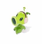  ? black_eyes colored_sclera commentary earmuffs film_grain from_above full_body green_sclera hightguy leaf no_humans peashooter_(plants_vs._zombies) plant plants_vs._zombies shadow simple_background solid_oval_eyes solo symbol-only_commentary white_background 