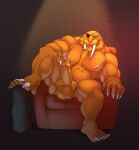  anthro armchair balls belly belly_tuft big_belly big_fangs big_muscles biped chair chest_tuft claws digital_media_(artwork) erection eye_patch eyewear fangs foreskin fur furniture genitals glans huge_fangs huge_muscles humanoid_genitalia humanoid_penis log male musclegut muscular muscular_anthro muscular_male ninetht nipples orange_balls orange_beard orange_body orange_fur orange_nipples orange_penis orange_perineum orange_pubes pecs penis perineum presenting presenting_balls presenting_pussy pubes pussy shaded sitting solo spread_legs spreading tuft white_claws wood 