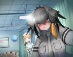  2girls bangs black_gloves blonde_hair blue_eyes blurry blurry_background breast_pocket commentary_request crying depth_of_field fingerless_gloves gloves grey_necktie grey_shirt happy_tears hat head_wings highres holding_hands hospital ii_desu_ka_ochitsuite_kiite_kudasai_(meme) indoors interlocked_fingers japanese_otter_(kemono_friends) john_(a2556349) kemono_friends meme metal_gear_(series) metal_gear_solid_v multicolored_hair multiple_girls necktie nurse nurse_cap orange_eyes parody pocket pov pov_hands shirt shoebill_(kemono_friends) short_sleeves single_sidelock smile split_mouth streaming_tears tears two-tone_hair 