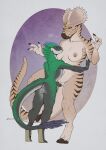adalfyre anthro anthro_on_anthro blush bodily_fluids breasts brown_body butt ceratopsian claws dilophosaurid dilophosaurus dinosaur duo feathered_dinosaur feathered_scalie feathers female female/female female_anthro fingering fingering_partner genital_fluids genitals green_body green_feathers grey_body hi_res larger_female marginocephalian nipples non-mammal_breasts non-mammal_nipples nude nude_female ornithischian prehistoric_species protoceratops protoceratopsid reptile saurischian scalie sex sharp_teeth simple_background size_difference smaller_female tail tan_body teeth theropod vaginal_fluids vulva yellow_eyes
