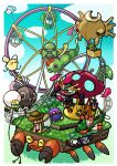  1boy aircraft blipbug blue_sky border bug_catcher_(pokemon) burmy burmy_(plant) burmy_(sandy) burmy_(trash) butterfly_net caterpie character_balloon cloud commentary_request crustle cutiefly dottler durant dynamax ferris_wheel gigantamax gigantamax_orbeetle hand_net hat highres hot_air_balloon male_focus metapod nincada orbeetle pannomimi0301 pokemon pokemon_(creature) roller_coaster scatterbug shedinja shirt shuckle sky snom straw_hat swadloon tarountula venonat white_border white_shirt wormadam wormadam_(plant) wurmple yanmega 