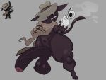 2026 4:3 anthro balls big_balls big_butt big_penis black_body black_ears black_fur black_tail brown_cloak brown_clothing brown_eyes brown_hat brown_headwear butt cloak clothing cowboy cowboy_hat digital_drawing_(artwork) digital_media_(artwork) domestic_cat eye_scar facial_scar felid feline felis full-length_portrait fur genitals greaseyhair grey_clothing grey_hat grey_headwear gun gun_smoke half-closed_eyes handgun hat hat_over_eye headgear headwear holding_gun holding_handgun holding_object holding_ranged_weapon holding_revolver holding_weapon huge_balls huge_penis humanoid_genitalia humanoid_penis hyper hyper_genitalia hyper_penis looking_at_viewer male mammal mewgenics multicolored_cloak multicolored_clothing narrowed_eyes navel official_art penis portrait pose ranged_weapon reference_image revolver scar smoke solo standing tail thick_thighs two_tone_cloak two_tone_clothing two_tone_hat vein veiny_penis weapon zodiac_(mewgenics)