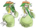  big_butt blush butt butt_grab disembodied_hand female hand_on_butt hi_res huge_butt lilligant mouthless nintendo not_furry pok&eacute;mon pok&eacute;mon_(species) redfred simple_background spanking video_games white_background 