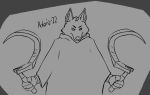  2022 anthro black_and_white canid canine canis cheek_tuft claws cloak clothed clothing digital_drawing_(artwork) digital_media_(artwork) dual_wielding facial_tuft fluffy fur head_tuft holding_object holding_weapon inner_ear_fluff koloni looking_at_viewer male mammal melee_weapon monochrome polearm portrait puss_in_boots_2 robe scythe signature simple_background sketch solo standing three-quarter_portrait tuft watermark weapon widescreen wolf wraps wrist_wraps 