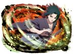  1boy alternate_costume black_eyes black_hair grey_hakama hakama hakama_pants holding holding_sword holding_weapon japanese_clothes katana looking_to_the_side naruto_(series) naruto_shippuuden:_ultimate_ninja_blazing official_art pants short_hair solo sword uchiha_sasuke weapon 