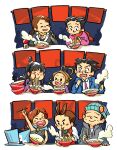  2boys 4girls ^_^ ace_attorney antenna_hair apollo_justice apollo_justice:_ace_attorney arm_up beanie beard_stubble black_eyes black_hair black_jacket black_shirt blazer blue_cape blue_hat blue_jacket blunt_bangs blush_stickers border bow-shaped_hair bowl brown_hair buttons cape chibi child chopsticks closed_eyes collared_jacket commentary contrast_lapels diamond-shaped_brooch diamond_button eating english_commentary facial_hair food forehead fringe_trim gem glutton green_gem grey_hoodie hair_rings happy hat hat_pin heart heart_print holding holding_chopsticks holding_with_chopsticks hood hood_down hoodie jacket lapel_pin lapels lark_(superlark) layered_sleeves long_hair long_sleeves magatama maya_fey mia_fey multiple_boys multiple_girls necktie night noodles noren notched_lapels o3o open_clothes open_jacket open_mouth outdoors parted_lips pearl_fey phoenix_wright phoenix_wright:_ace_attorney phoenix_wright:_ace_attorney_-_trials_and_tribulations phoenix_wright_(nostalgic_sweater) pink_necktie pink_sweater print_sweater puffy_long_sleeves puffy_sleeves purple_shirt ramen ramen_stand red_eyes red_scarf scarf sequential shadow shirt short_hair siblings sisters sky smile solid_oval_eyes soy_sauce spiked_hair star_(sky) starry_sky steam strapless strapless_shirt stubble surprised sweater tank_top thick_eyebrows top_hat topknot trucy_wright unworn_hat unworn_headwear white_border white_shirt white_tank_top yellow_scarf 