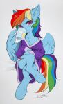  blue_body blue_fur chest_tuft color_edit colored container crossed_legs cup cutie_mark drinking edit equid equine eyelashes feathered_wings feathers female friendship_is_magic fur hair hasbro inner_ear_fluff mammal multicolored_hair multicolored_tail my_little_pony nightgown pegasus purple_eyes rainbow_dash_(mlp) rainbow_hair rainbow_tail semi-anthro signature sitting swaybat tuft using_wings wing_hold wings 
