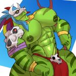 abs anthro barazoku big_muscles big_pecs clothed clothing demondragoncyan hi_res huge_muscles huge_pecs male manly muscular muscular_anthro muscular_arms muscular_legs muscular_male muscular_thighs partially_clothed pecs solo terraria thick_thighs witch_doctor_(terraria)